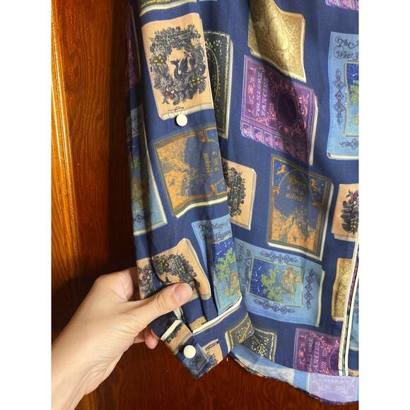 Blue Modcloth Blouse Fantasy Book XS - Picture 10 of 12